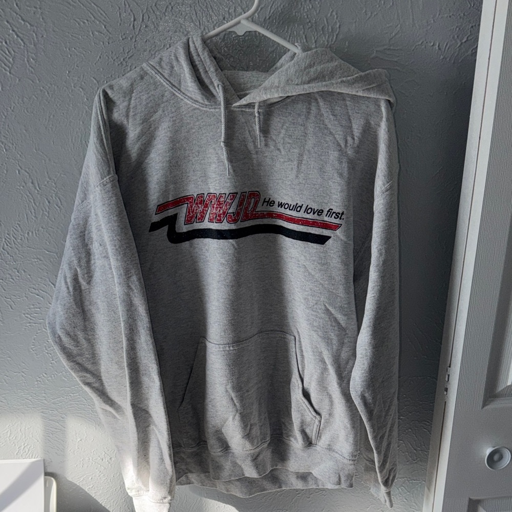 WWJD Grey Hoodie RETRO style- Large